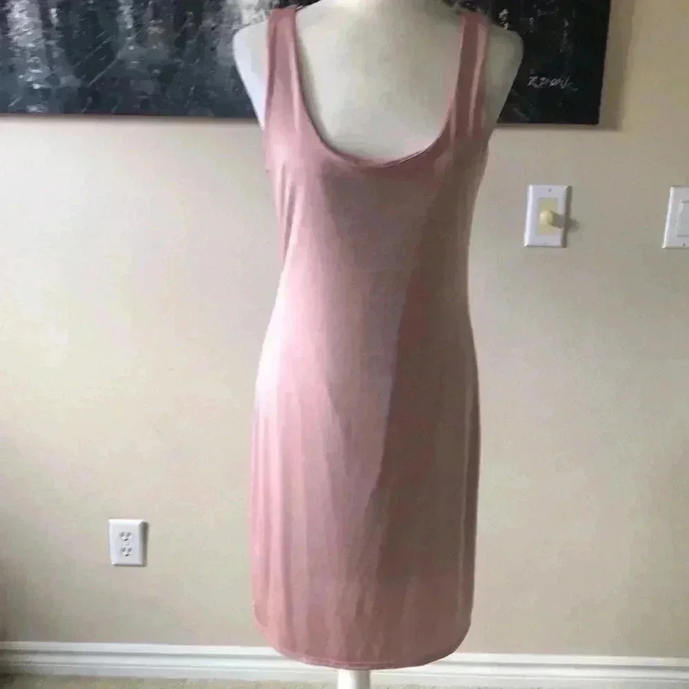 NWT Pretty Pale Pink Fully Lined Tank Dress with Slight Shimmer-Junior Large